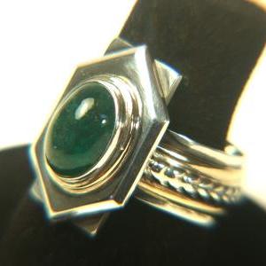3 Carats Colombian Emerald Silver And 14k Gold..