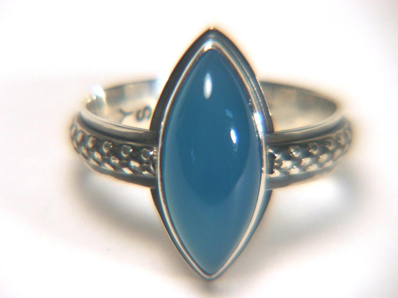 Blue Botswana Agate Sterling Ring